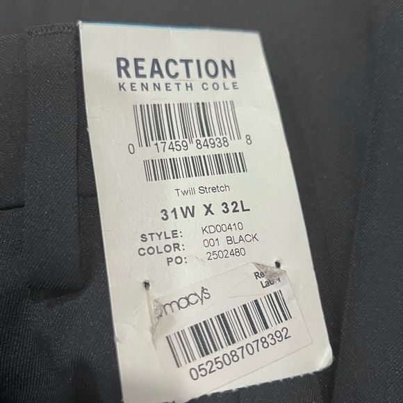 New Kenneth Cole Reaction Stretch Modern Fit Dress Pants Black 31 x 32 - Picture 7 of 15